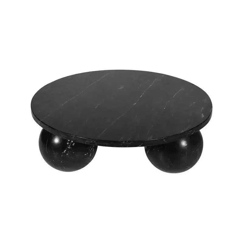 Table basse ronde en marbre avec pieds sphériques, multicolore, 4-6 places