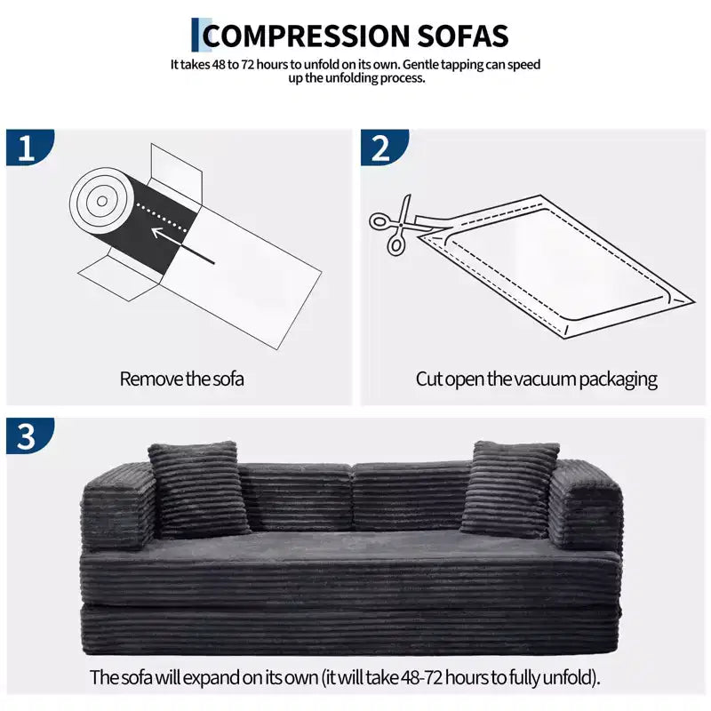 Canapé-Lit Convertible 5-en-1 de 80,7 po – Velours Côtelé, 1200 lb, Aucun Assemblage Requis