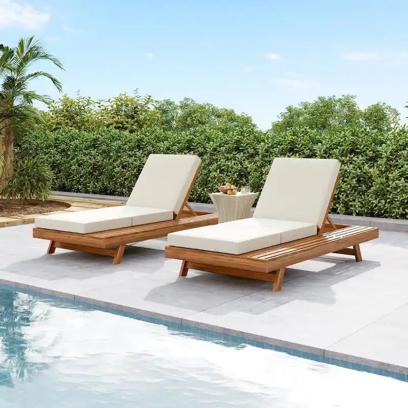 Christopher Knight Home - Ensemble de 2 chaises longues Michael en acacia pour l'extérieur