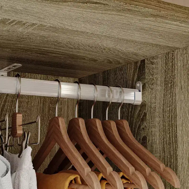 Armoire en rotin Famapy à 3 tiroirs, placard à 3 portes en rotin respirant, armoire de rangement haute de style ferme pour chambre à coucher