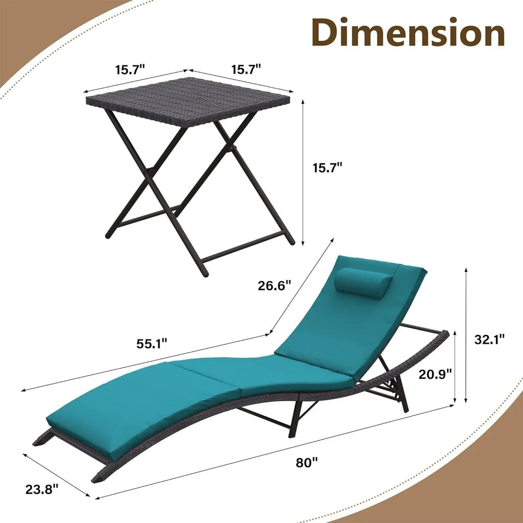 Ensemble de 3 chaises longues d'extérieur Kullavik