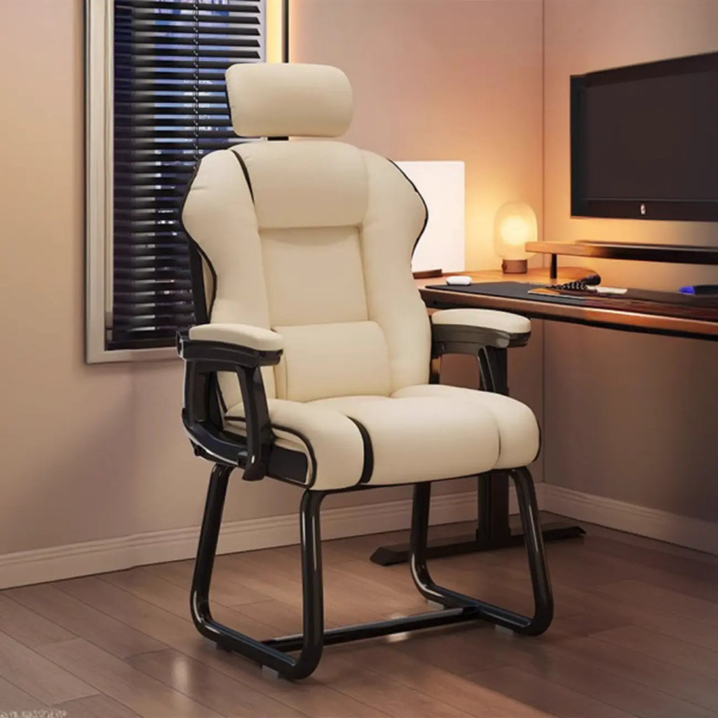 Fauteuil de direction ergonomique en cuir jaune à dossier haut