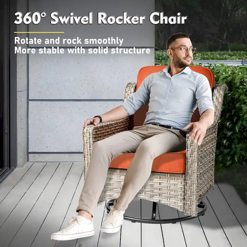 Ensemble de conversation de jardin 9 pièces XIZZI avec fauteuil pivotant