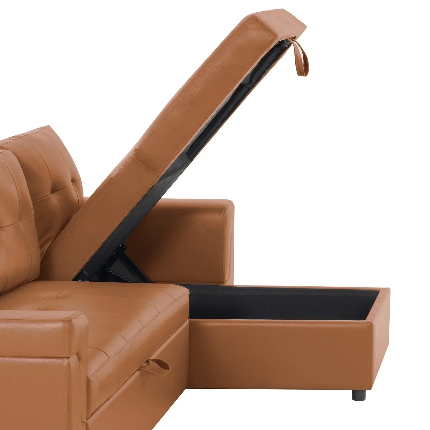 Canapé d'angle réversible convertible avec lit gigogne, méridienne de rangement et pieds durables