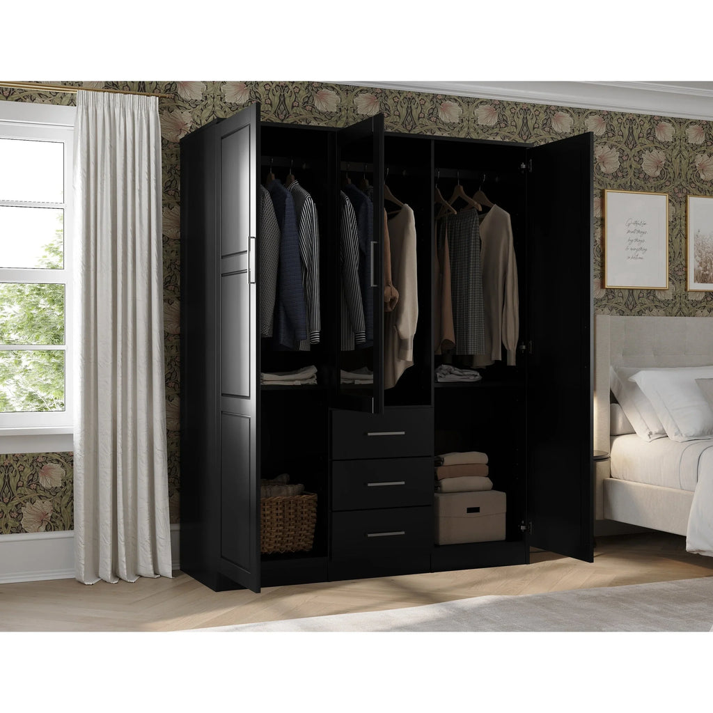 Palace Imports Armoire Cosmo 3 portes 100 % bois massif avec portes en bois massif ou portes miroir