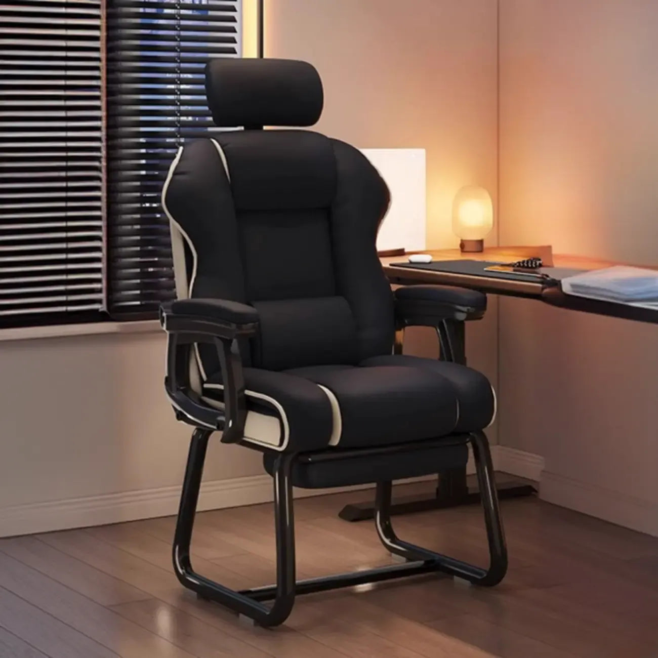 Fauteuil de direction ergonomique en cuir jaune à dossier haut