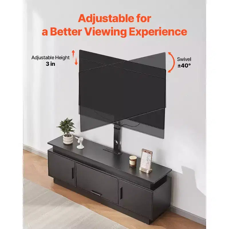 Meuble TV VEVOR 52 po avec support pour téléviseurs jusqu'à 75 po, centre de divertissement avec prise de courant, réglable en hauteur, noir
