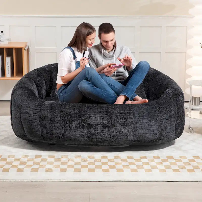 GDFStudio - Canapé paresseux 2 places en chenille Laurel avec mousse haute densité et confort surdimensionné