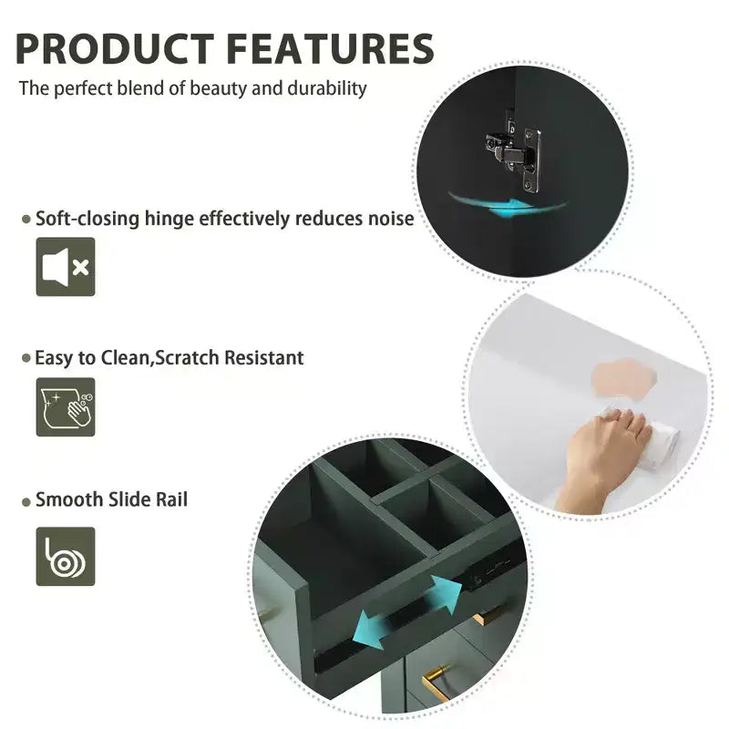 Meuble-lavabo simple de 30 po avec armoire et 3 tiroirs – Noir / Bleu / Vert / Indigo / Blanc