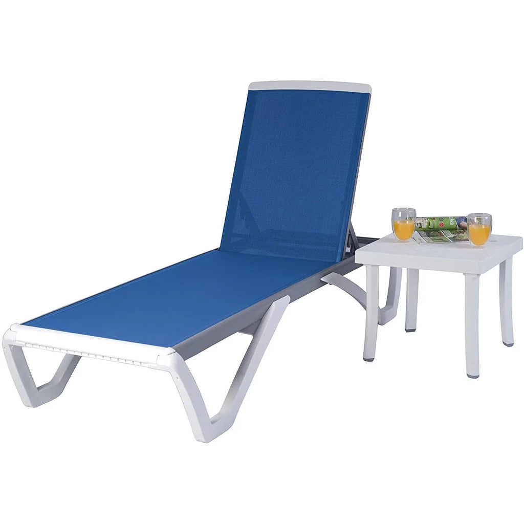 Kozyard Alan Chaise longue de patio inclinable et réglable, entièrement plate, en aluminium et résine de polypropylène
