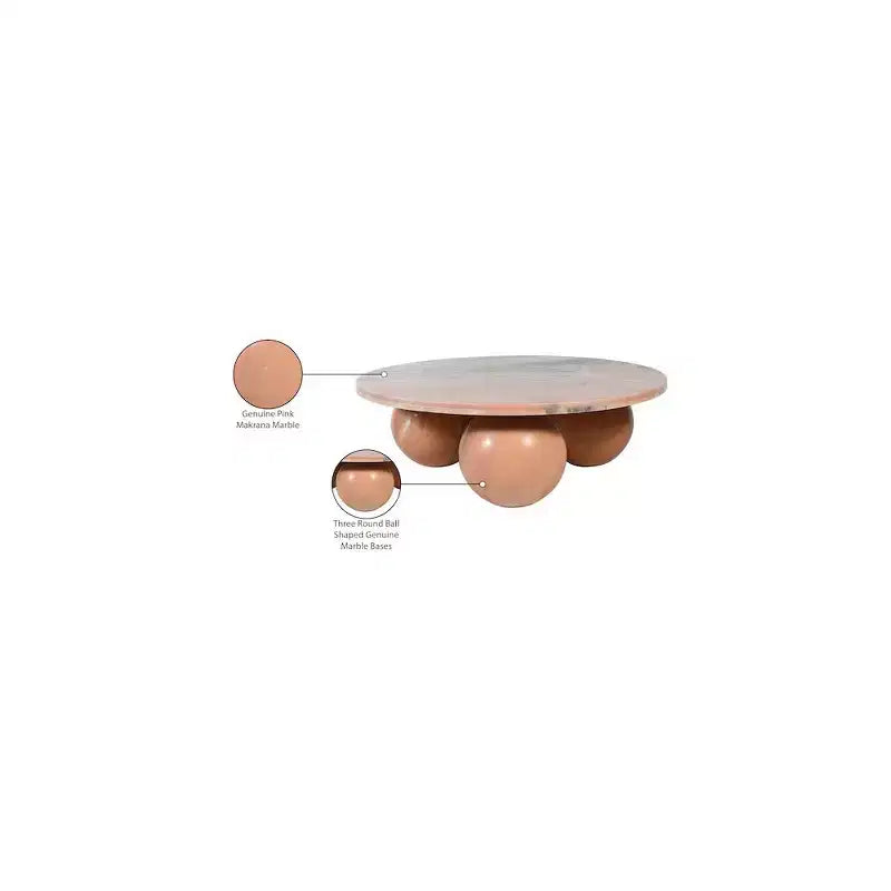 Table basse ronde en marbre avec pieds sphériques, multicolore, 4-6 places