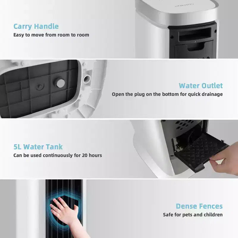 Costway Refroidisseur d'air par évaporation portable 3 en 1 102 cm Ventilateur tour sans pales avec minuterie
