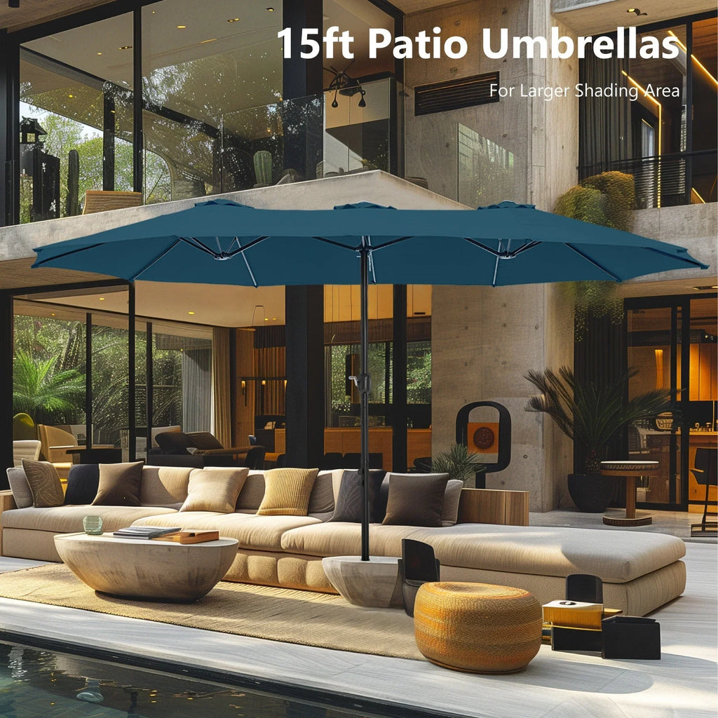 MAISON ARTS Grand Parasol Double Face de 4,5 m avec Base Incluse pour Patio
