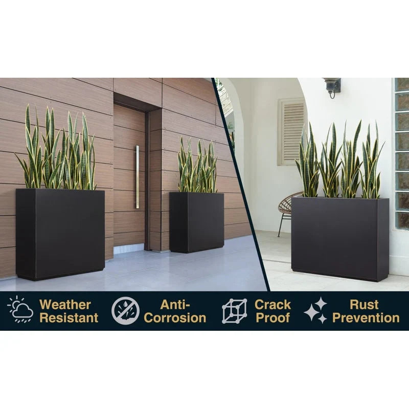 Jardinière Métallique Haute pour Plantes d'Extérieur, 38 po L x 10 po l x 30 po H, Longue et Haute Jardinière en Métal - 38x30x10