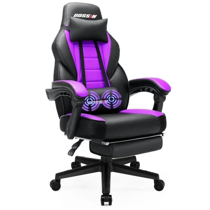 Chaise de jeu style course BOSSIN, fauteuil gamer grande taille 300 lb, chaise d'ordinateur à dossier haut