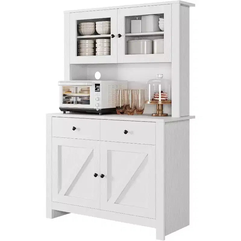 Armoire de cuisine avec support pour micro-ondes, armoire de type « hutch » avec buffet et étagères réglables, pour la cuisine et la salle à manger