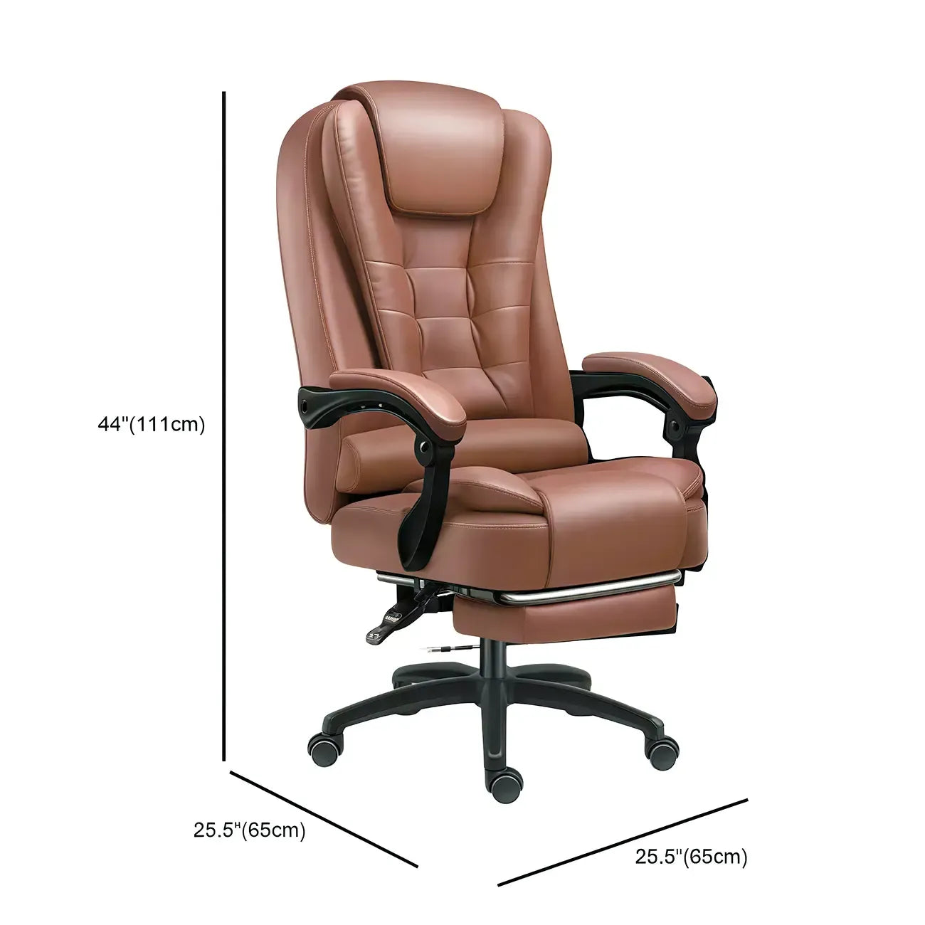 Chaise de bureau pivotante ergonomique en cuir noir avec repose-pieds