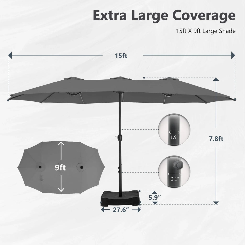 MAISON ARTS Grand Parasol Double Face de 4,5 m avec Base Incluse pour Patio