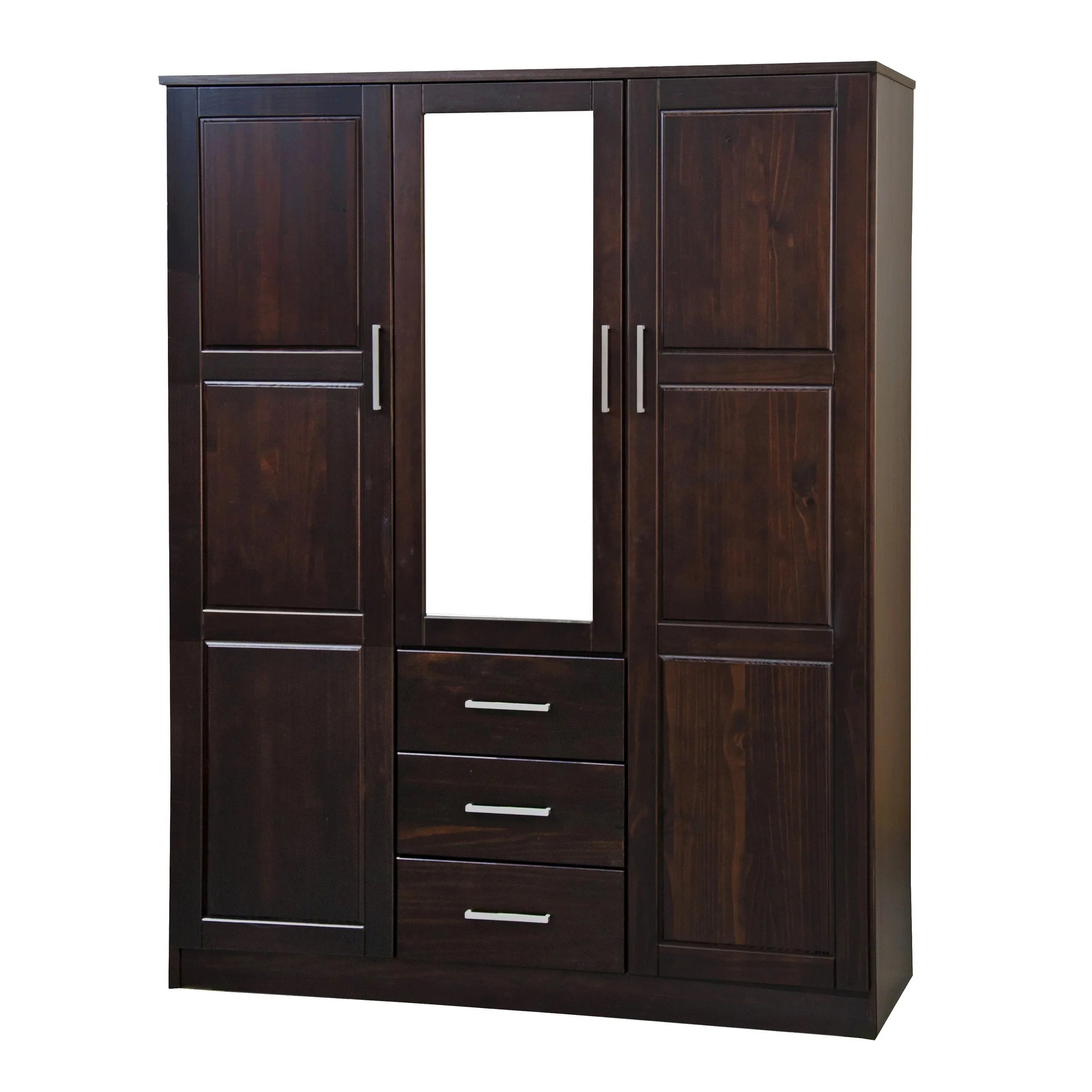 Palace Imports Armoire Cosmo 3 portes 100 % bois massif avec portes en bois massif ou portes miroir