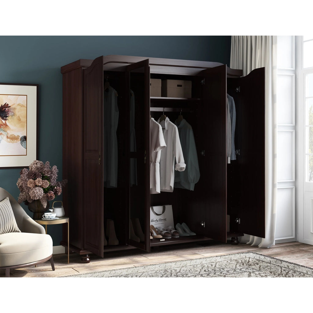 Palace Imports Kyle Armoire 4 portes 100 % en bois massif avec portes en bois massif ou portes miroir