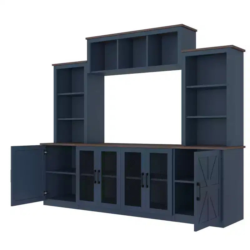 Meuble TV Moderne pour Téléviseur de 55 Pouces avec Station de Chargement, Console Multimédia avec Grands Placards de Rangement, Meuble TV pour Salon-Panipeachy