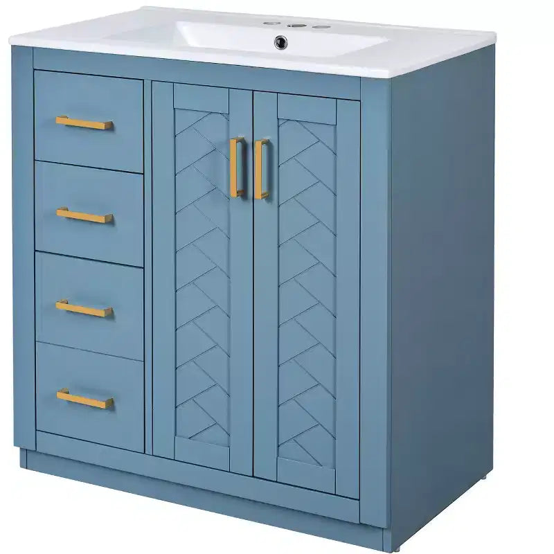 Meuble-lavabo simple de 30 po avec armoire et 3 tiroirs – Noir / Bleu / Vert / Indigo / Blanc
