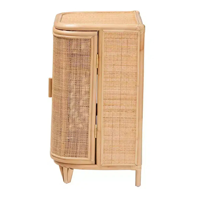 bali & pari Yanka Meuble de rangement en rotin naturel : Fait main, 2 étagères, design bohème