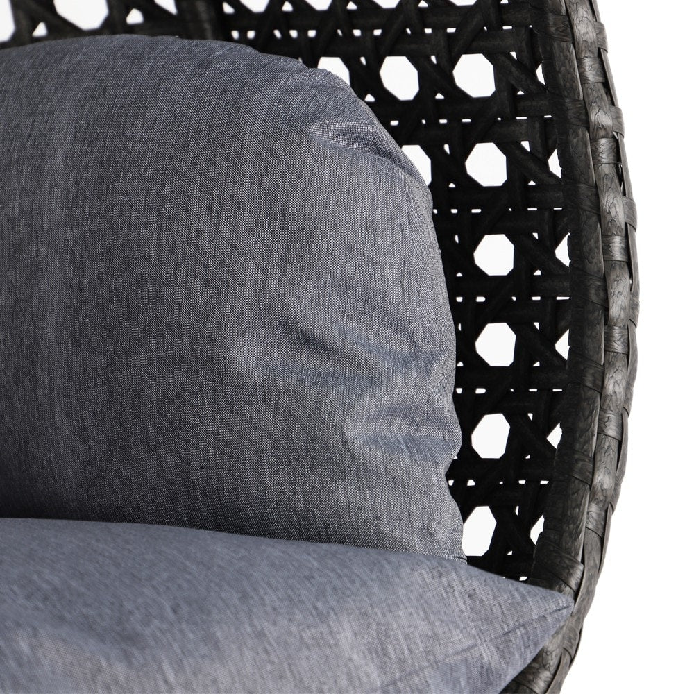 LeisureMod Fauteuil suspendu œuf 2 places avec support - Balançoire / hamac de patio en rotin osier pour extérieur/intérieur avec coussins