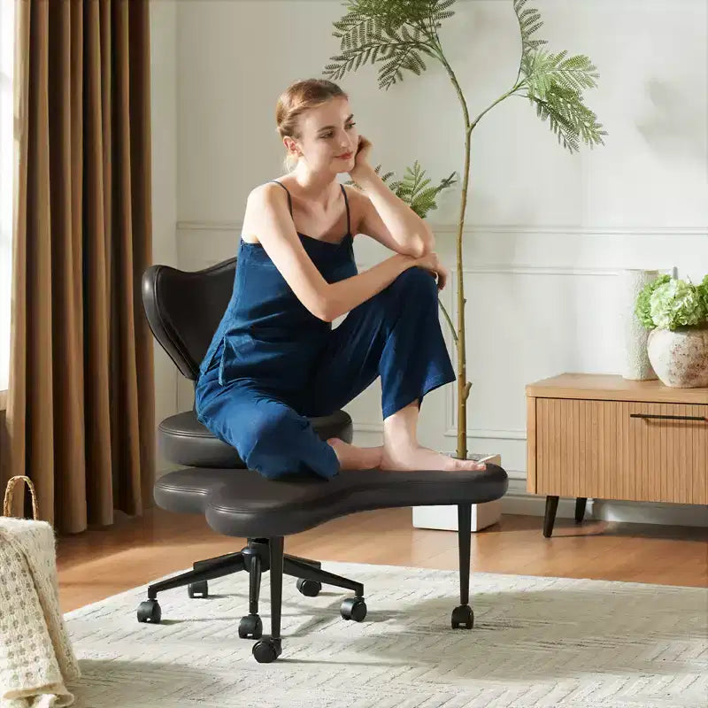Chaise de bureau ergonomique Pinmoco Criss Cross, Chaise de méditation réglable en hauteur, Pivotante à 360°, Support lombaire, Chaise de travail et de bureau, Chaise TDAH