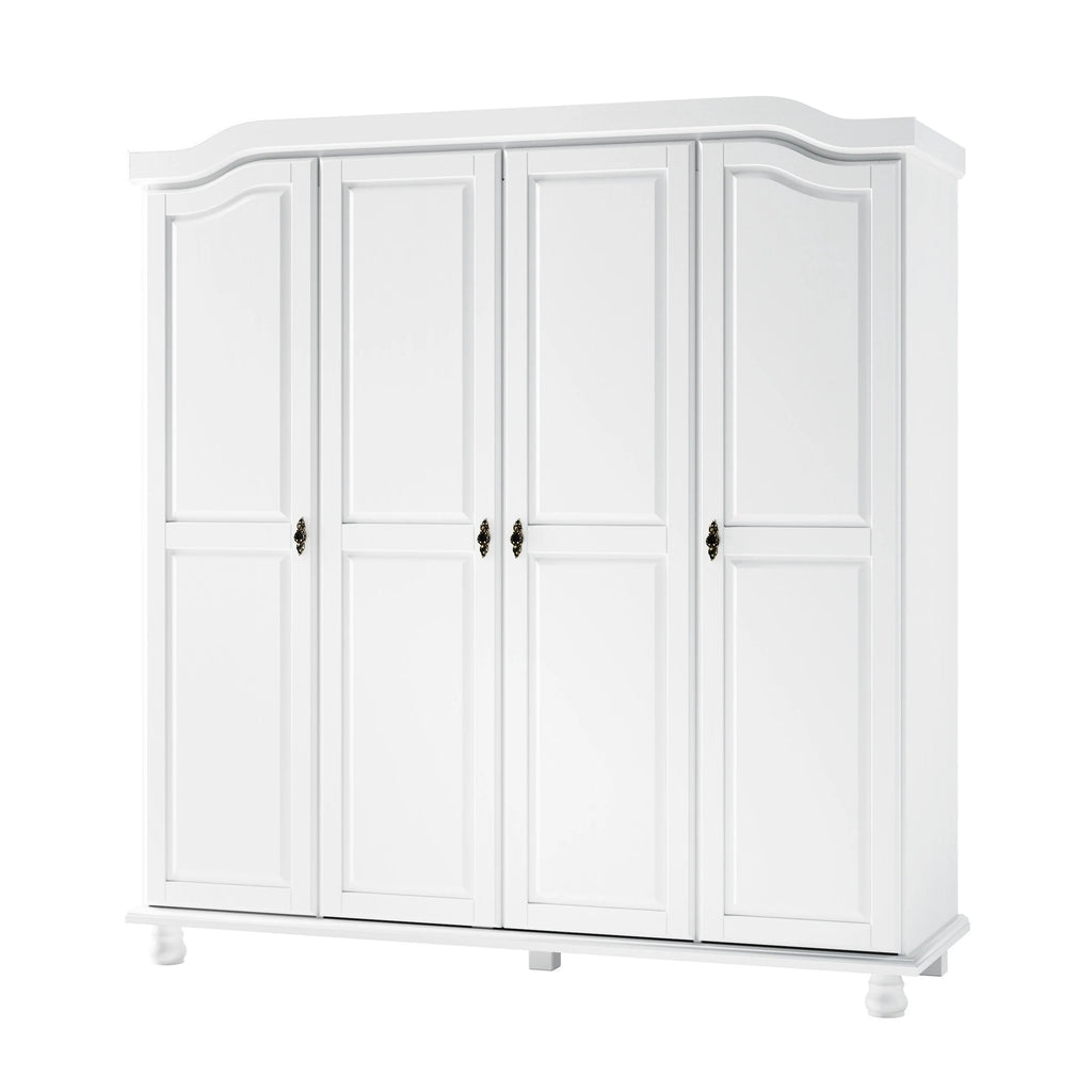 Palace Imports Kyle Armoire 4 portes 100 % en bois massif avec portes en bois massif ou portes miroir