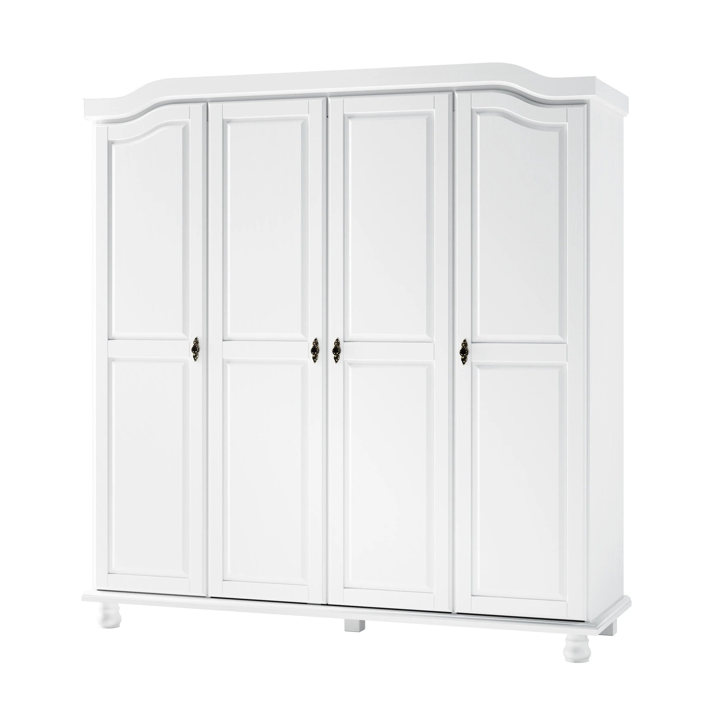 Palace Imports Kyle Armoire 4 portes 100 % en bois massif avec portes en bois massif ou portes miroir