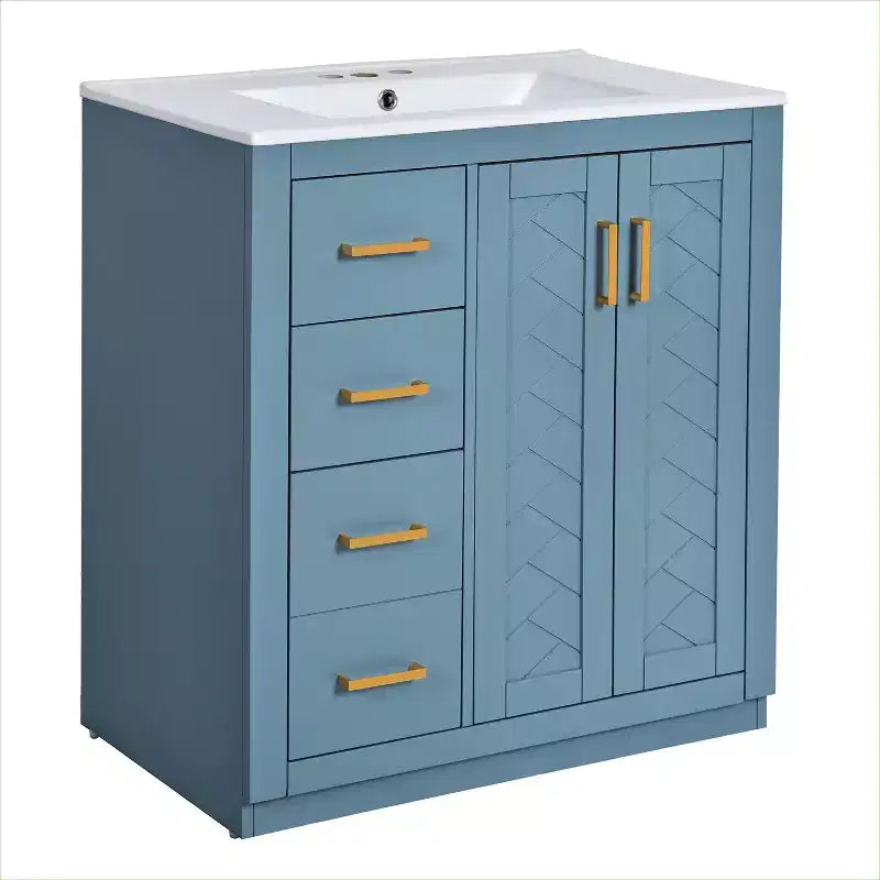 Meuble-lavabo simple de 30 po avec armoire et 3 tiroirs – Noir / Bleu / Vert / Indigo / Blanc