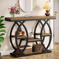 Table console Lantine 39.4, table de canapé industrielle à 4 niveaux Table d'entrée avec étagères de rangement et cadre en métal pour petits espaces, couloir, foyer, marron