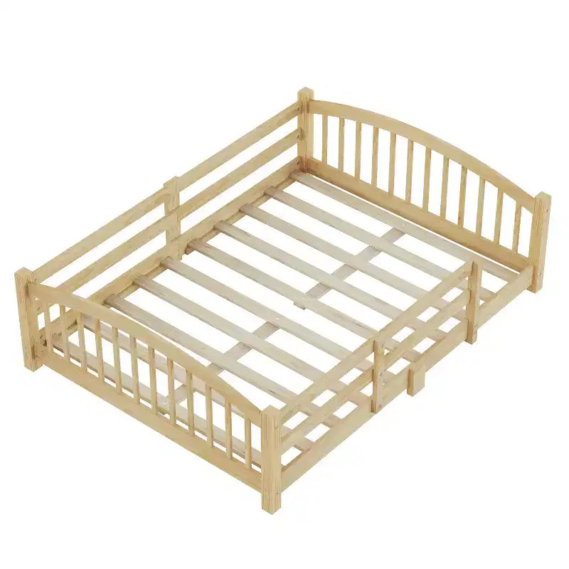 Lit bas Montessori pleine grandeur Luxystar avec barrières de sécurité et tête de lit