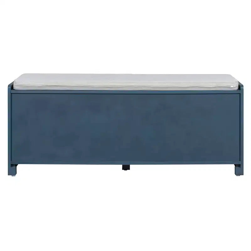 Banc de rangement rustique en bois Whisen, banc à chaussures d'entrée avec coussin amovible, étagères réglables