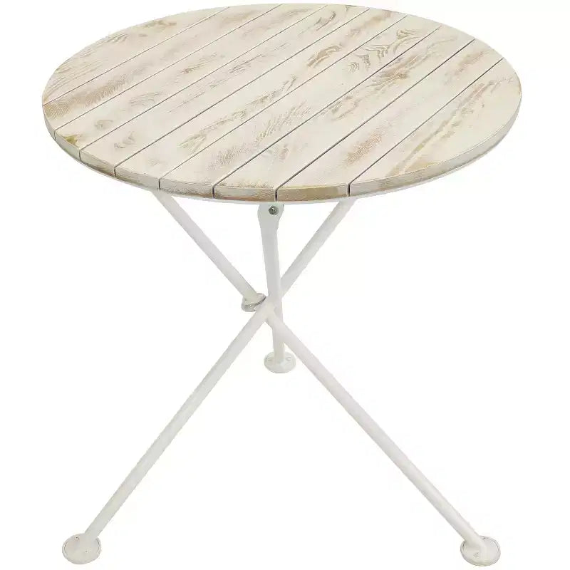 Sunnydaze French Country Chestnut Wood Folding Round Bistro Table - 28- White