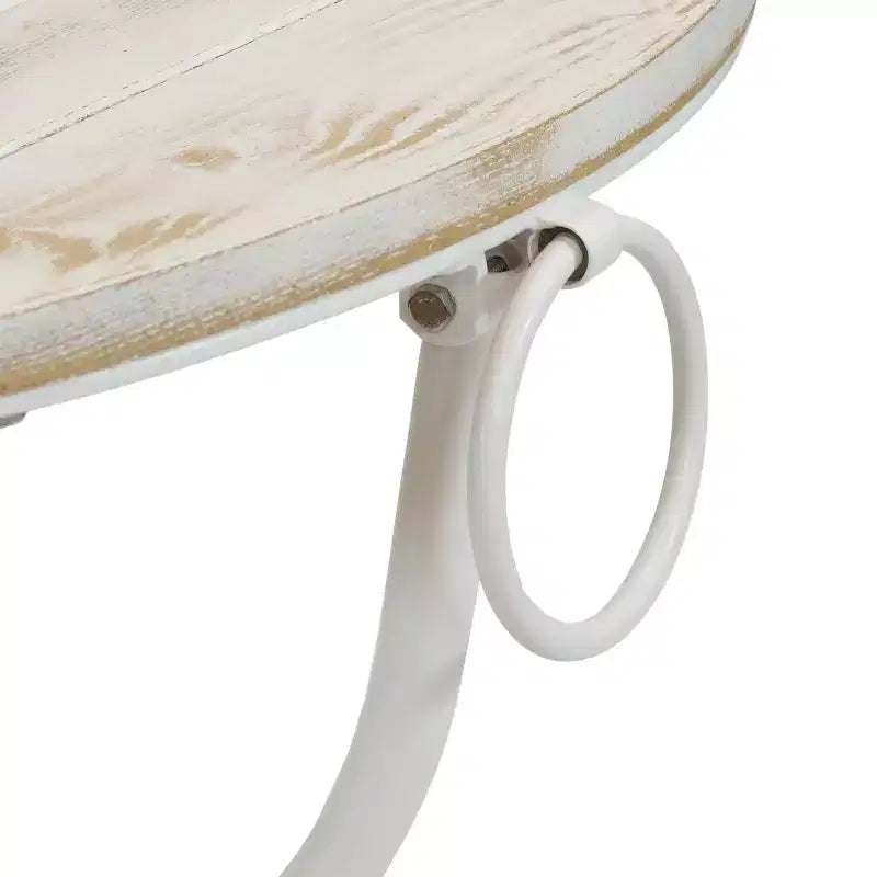 Table de bistrot ronde pliante Sunnydaze en bois de châtaignier style campagne française - 28 po - Blanc