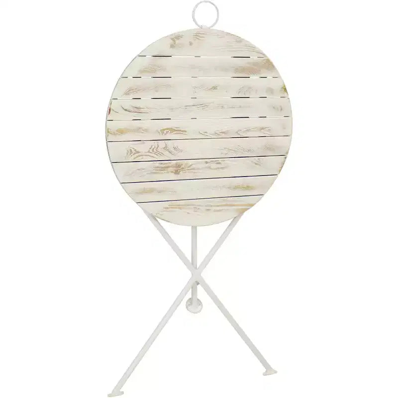 Table de bistrot ronde pliante Sunnydaze en bois de châtaignier style campagne française - 28 po - Blanc