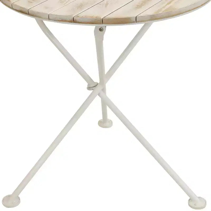 Table de bistrot ronde pliante Sunnydaze en bois de châtaignier style campagne française - 28 po - Blanc