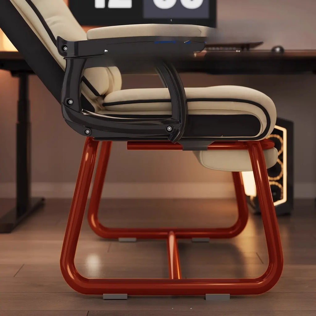 Fauteuil de direction ergonomique en cuir jaune à dossier haut