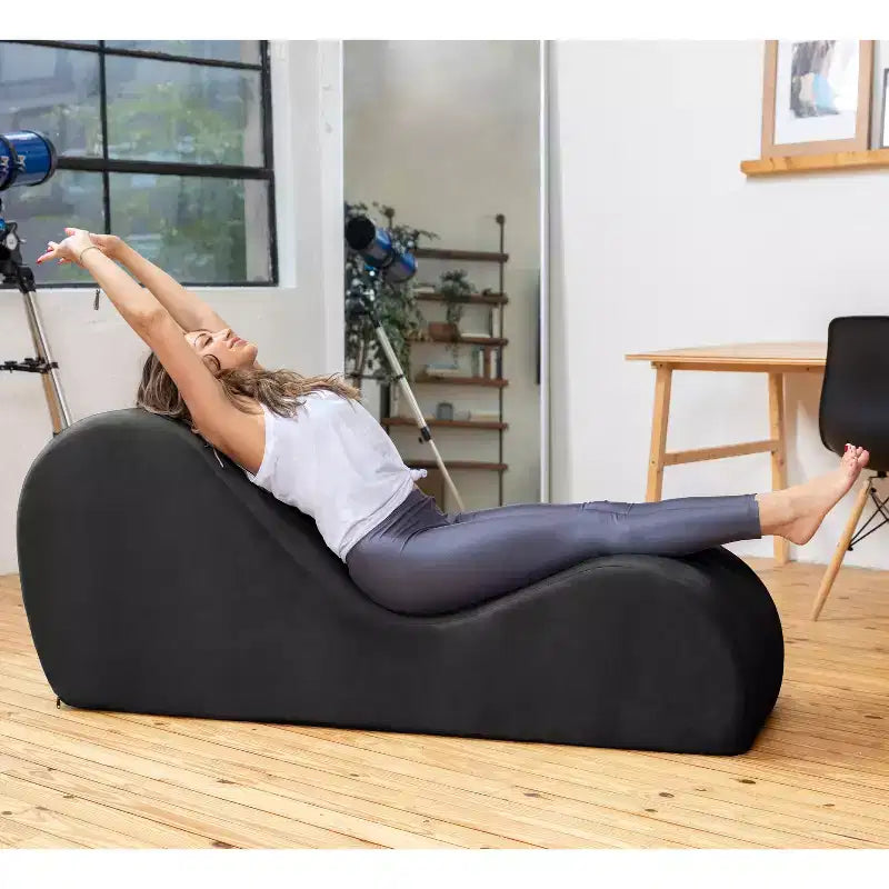 Avana Sleek Chaise Longue pour le yoga – Fabriquée aux États-Unis – Idéale pour les étirements, la relaxation, l'exercice et plus encore, 60D x 18W x 26H pouces, Gris clair