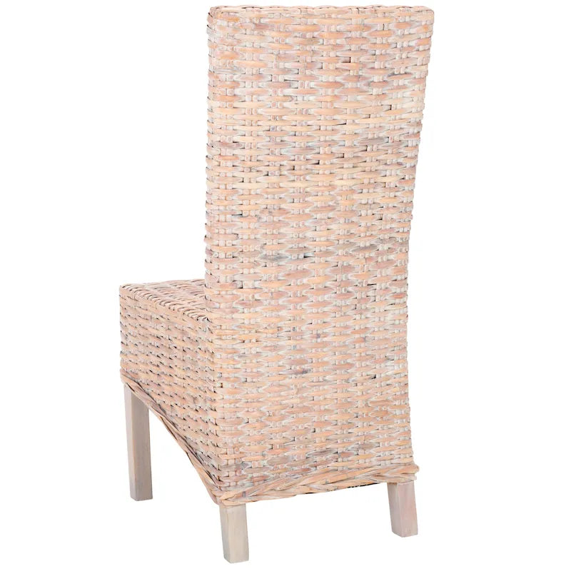 Lot de 2 chaises de salle à manger en osier naturel 48L x 56P x 104H cm, style bohème côtier