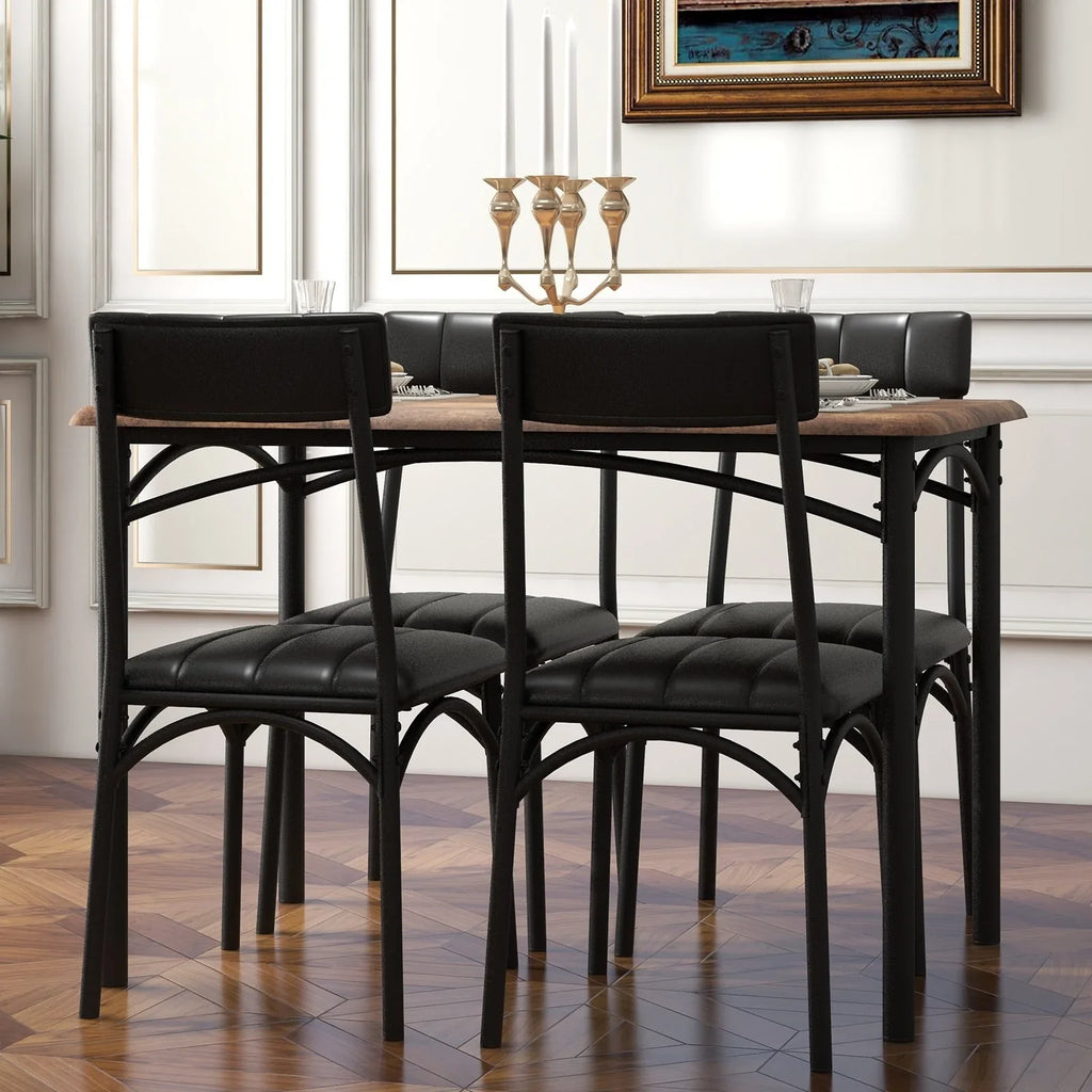 Ensemble table de salle à manger rectangulaire pour 4 avec chaises rembourrées