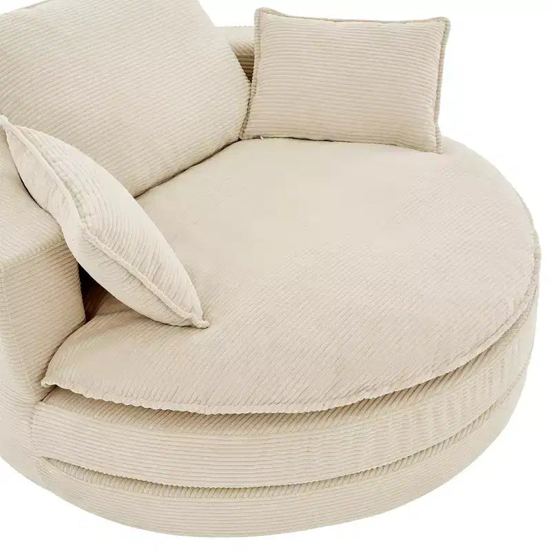 Fauteuil d'appoint pivotant à 360°, Fauteuil pivotant rond en forme de baril avec coussin pour salon