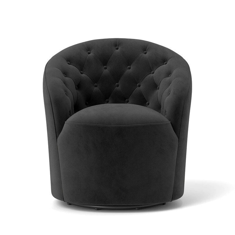 Fauteuil pivotant à 360 degrés en velours moderne SEYNAR avec dossier capitonné (lot de 2)
