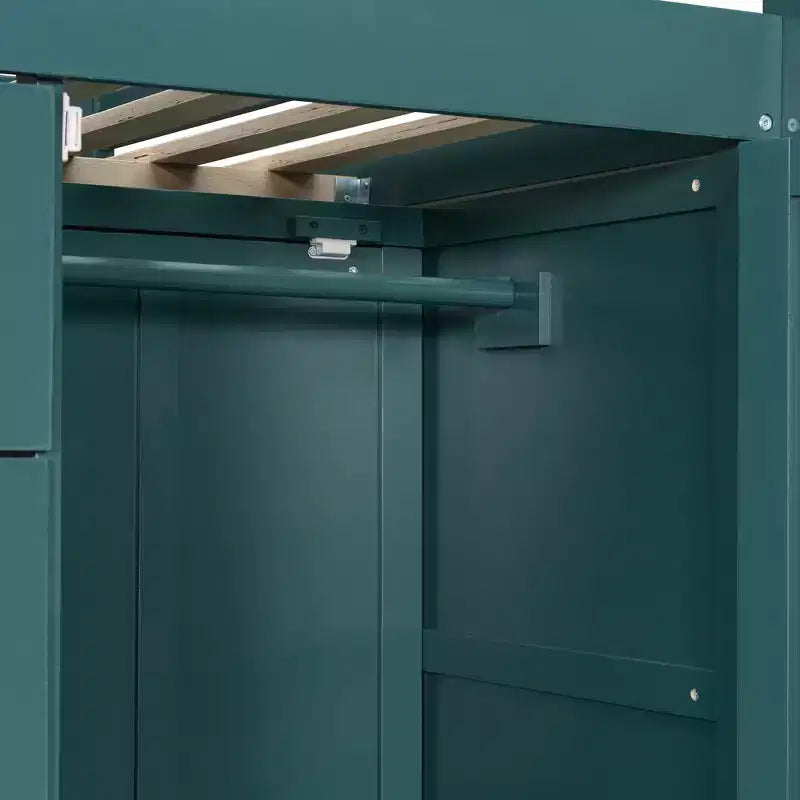Lit superposé double sur double avec armoire de rangement et tiroirs, lit superposé double en bois peu encombrant avec garde-corps pour appartement, chambre à coucher