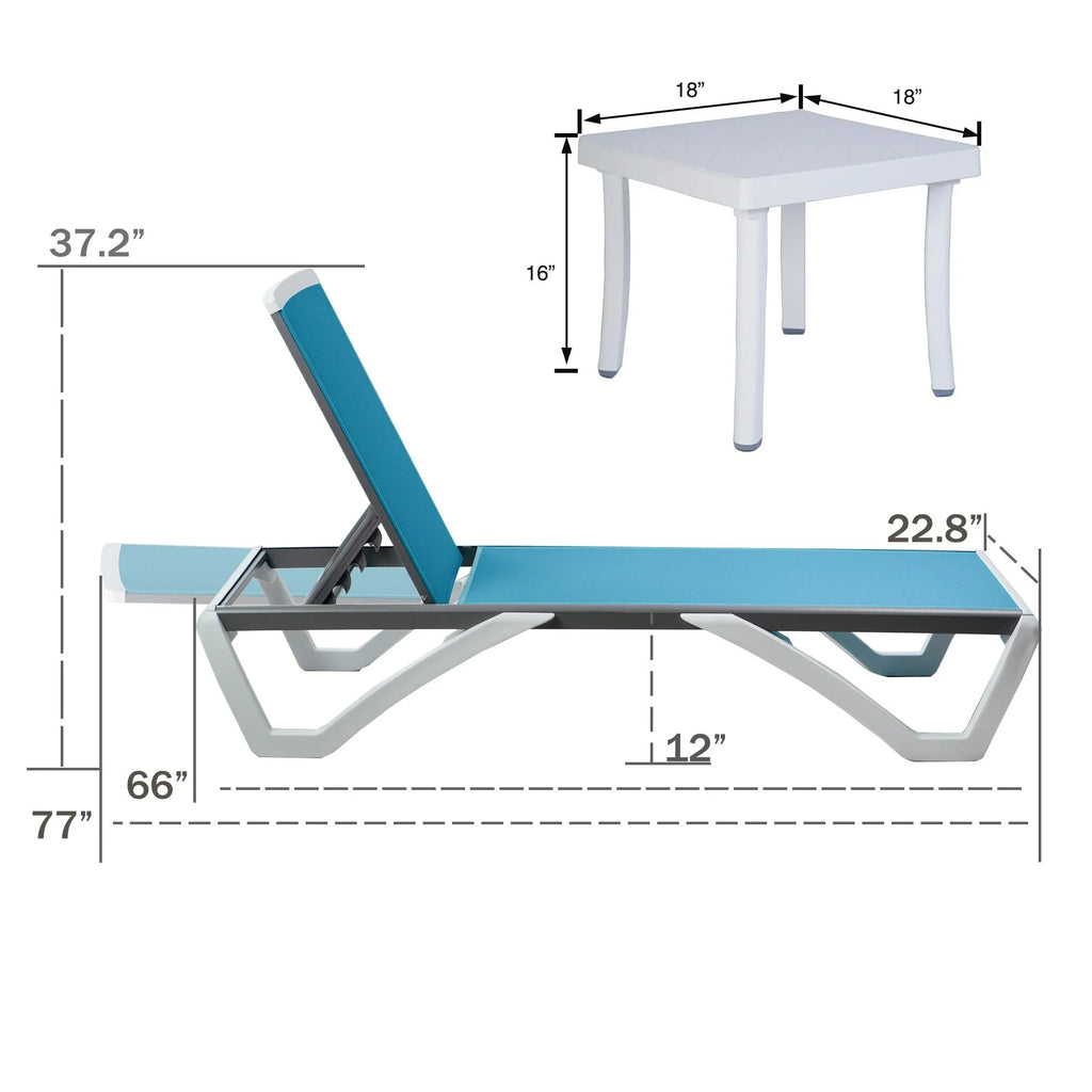 Kozyard Alan Chaise longue de patio inclinable et réglable, entièrement plate, en aluminium et résine de polypropylène