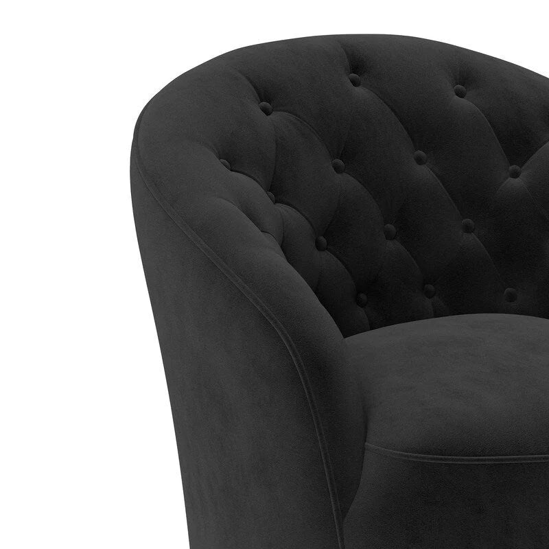 Fauteuil pivotant à 360 degrés en velours moderne SEYNAR avec dossier capitonné (lot de 2)