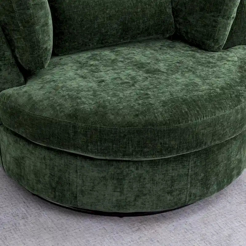 Fauteuil d'appoint pivotant rembourré 42,3 W avec 4 oreillers et pouf de rangement demi-lune