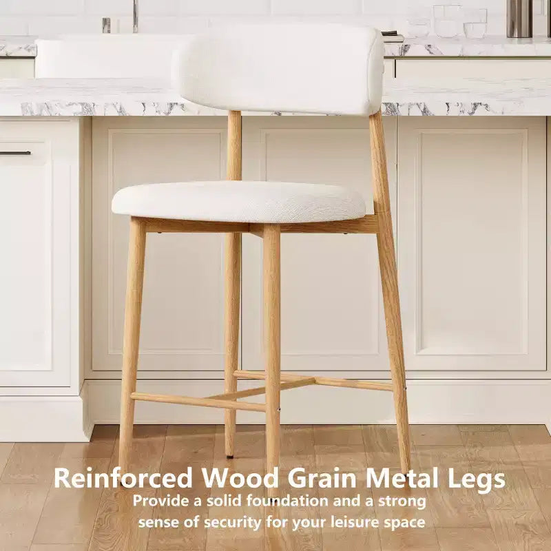 Tabouret de bar hauteur comptoir avec siège rembourré et pieds en métal, chaise d'îlot de cuisine moderne de 66,8 cm
